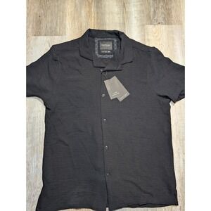 Cactus Man Ricky Singh Black Textured Short Sleeve Button Up Shirt Men's Large
